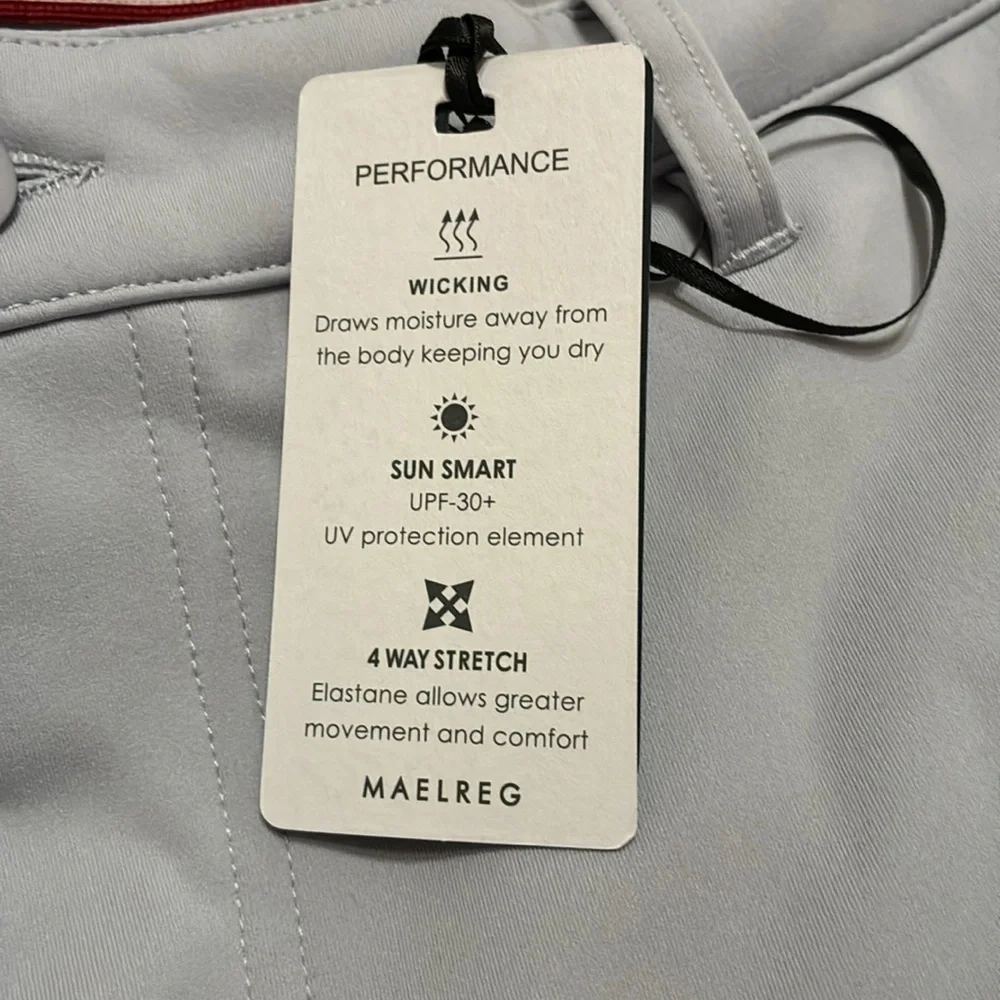 NWT Maelreg Men’s Performance Proflex Gray Pants 38 X 32 wicking sun smart